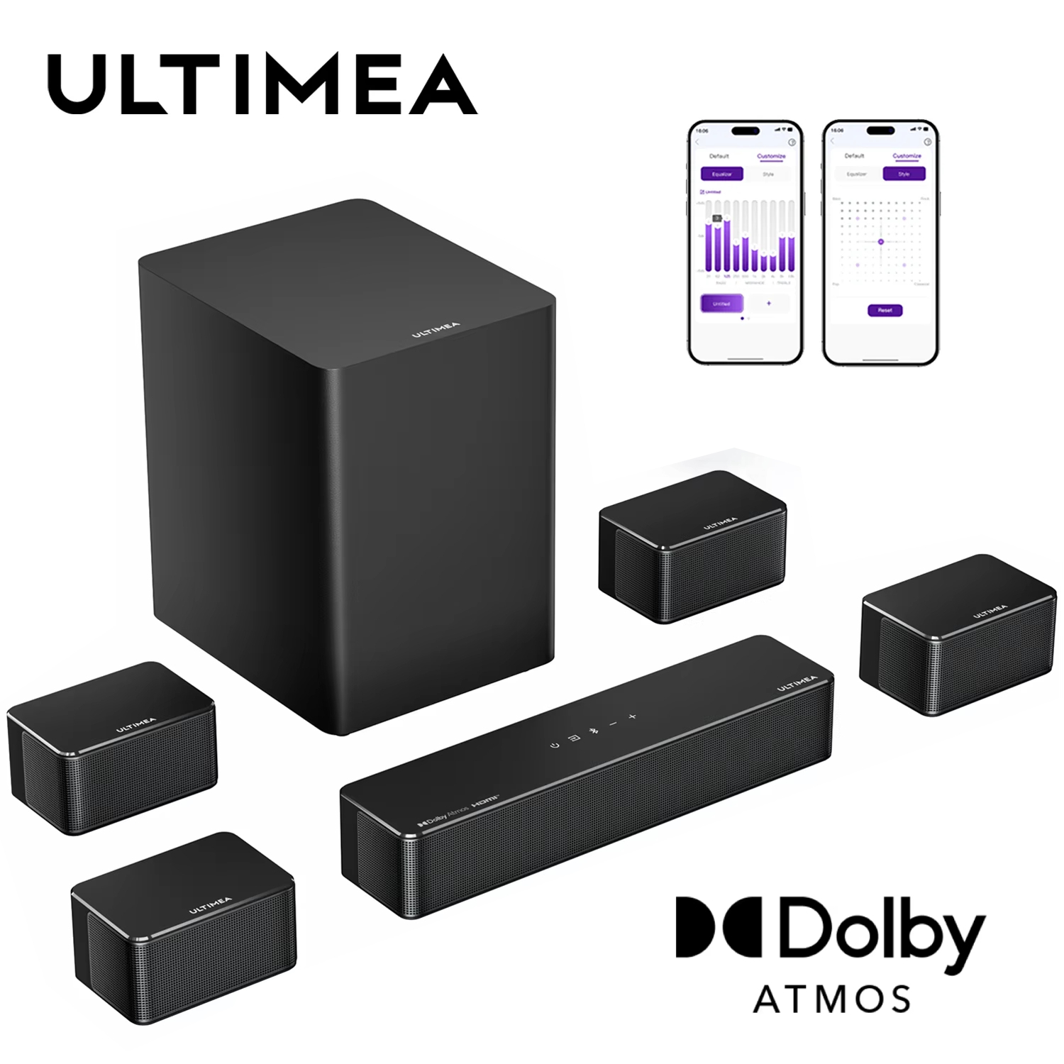 Home Cinema Dolby Atmos 7.1 - Саундбар ULTIMEA 500W 7.1ch с Dolby