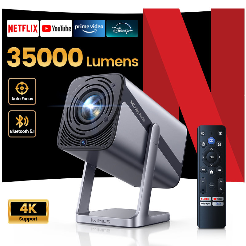 Netflix Home Cinema - Проектор WIMIUS 4K с лицензией Netflix,